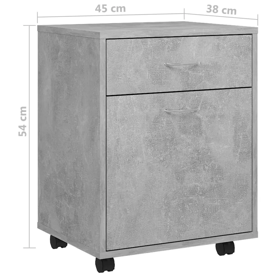 Armoire à roulettes Gris béton 45x38x54 cm Bois d’ingénierie - 8