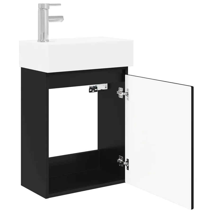 Meuble de salle de bain avec robinet Noir 45,5 x 22,5 x 84 cm - 4