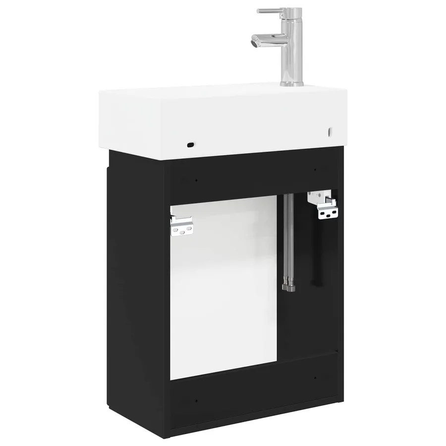 Meuble de salle de bain avec robinet Noir 45,5 x 22,5 x 84 cm - 7