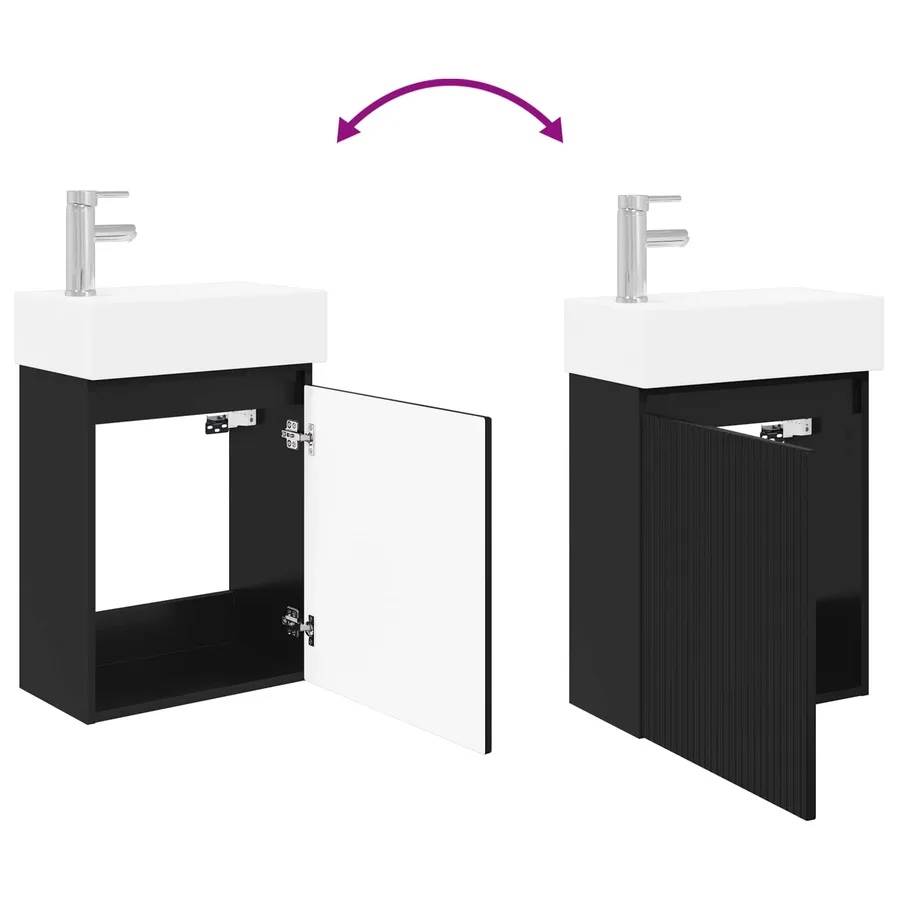 Meuble de salle de bain avec robinet Noir 45,5 x 22,5 x 84 cm - 9