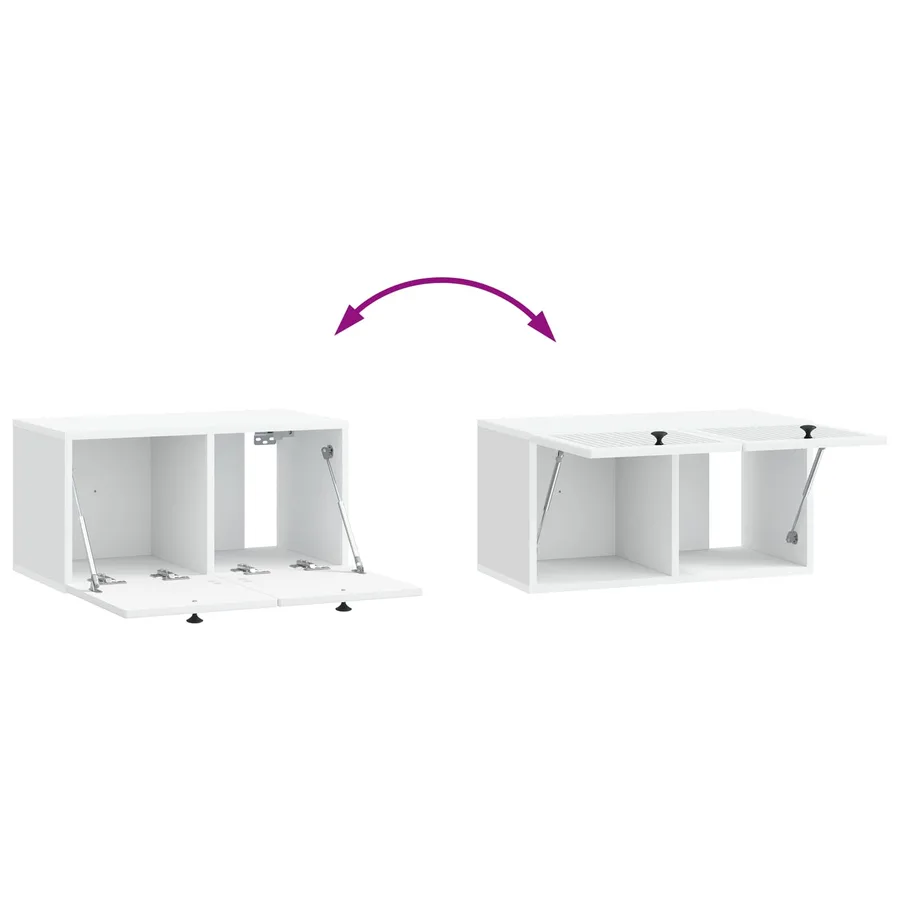 Meuble TV mural Blanc 59,5 x 31 x 30 cm Bois d'ingénierie - 8