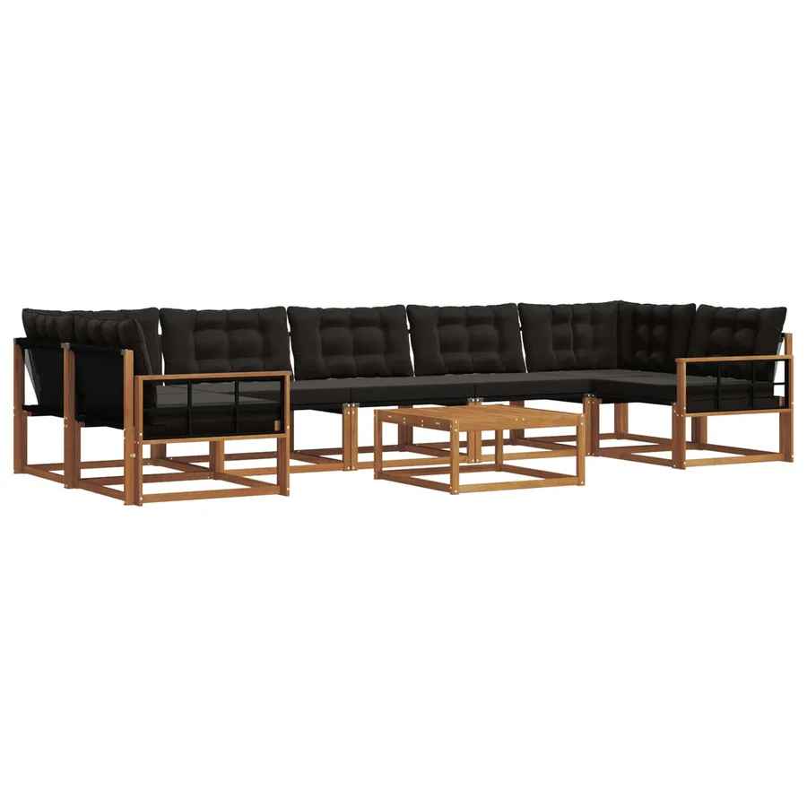 Ensemble de canapés d'extérieur 8 pcs Naturel et Noir - 2