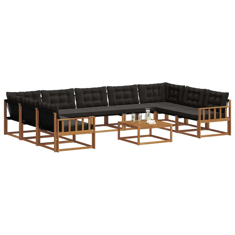 Ensemble de canapés d'extérieur 10 pcs Naturel et Noir - 3