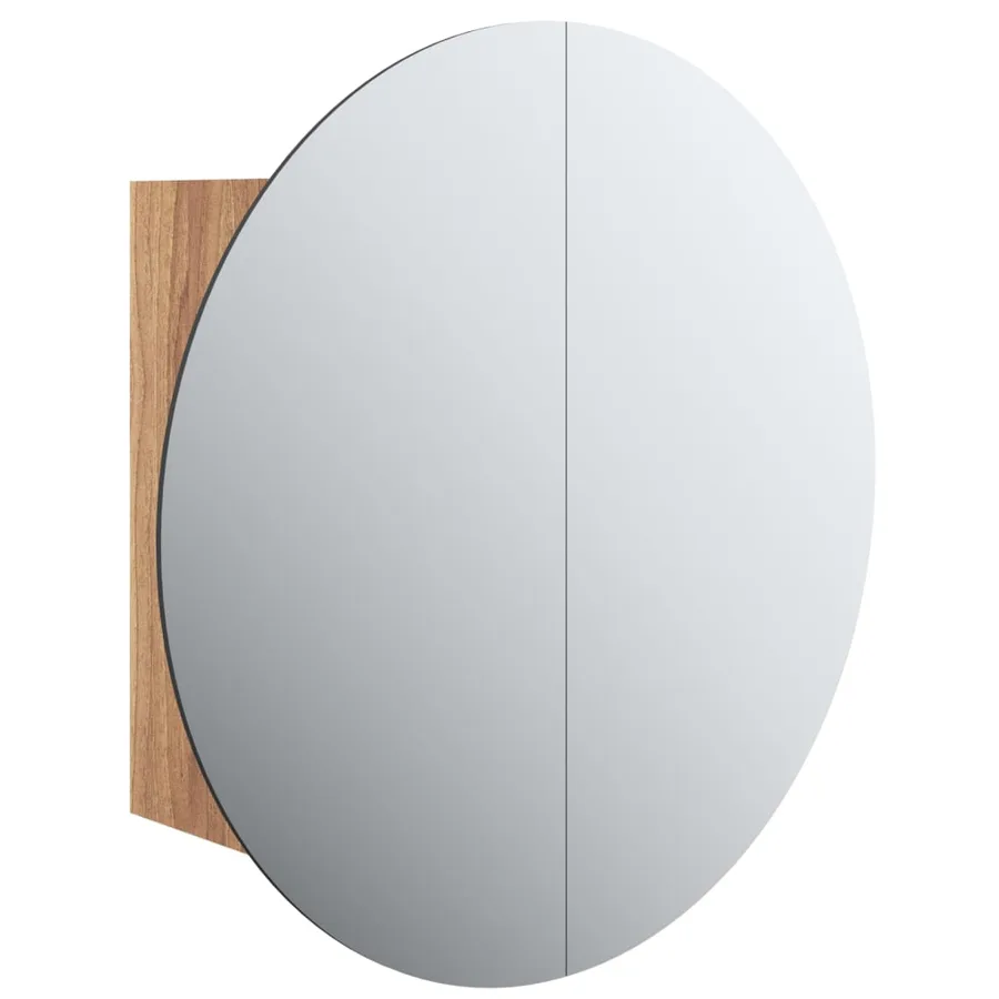 Armoire de salle de bain miroir rond et LED Chêne 40x40x17,5 cm - 2