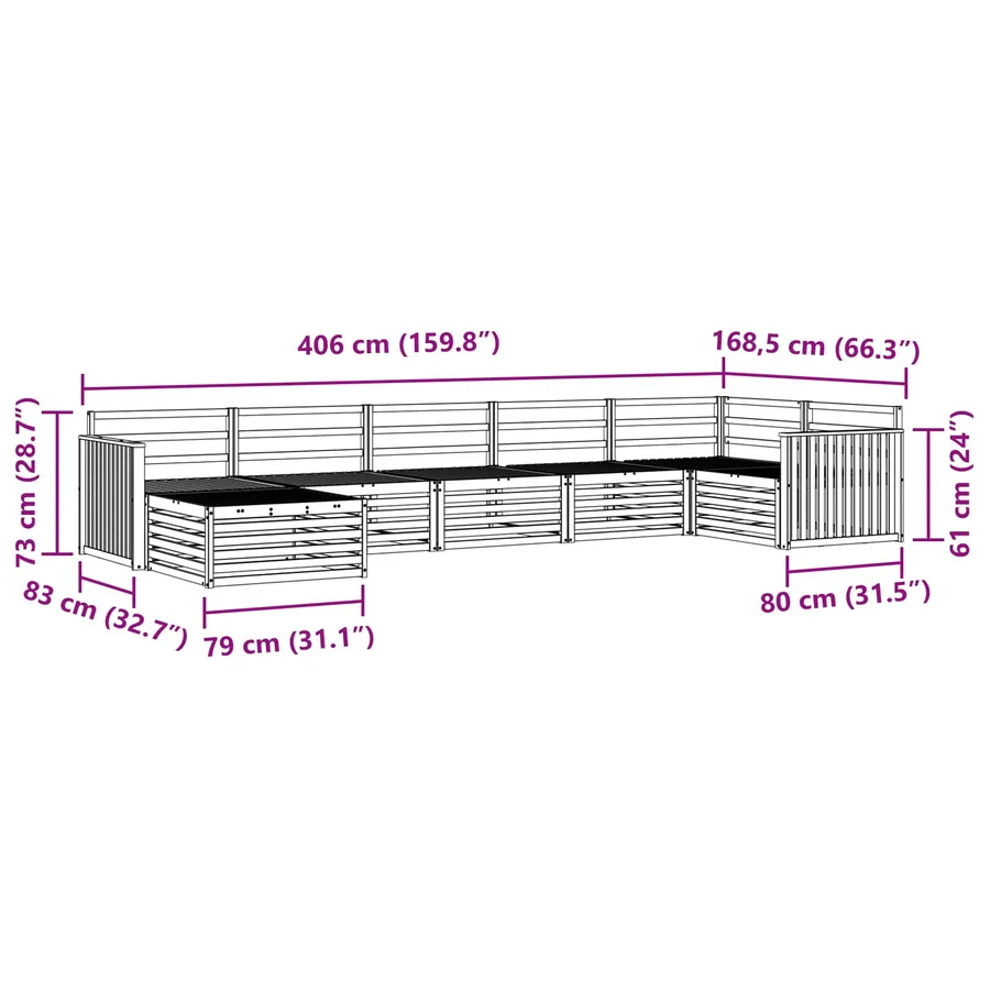 Ensemble de canapés d'extérieur 7 pcs Naturel - 10