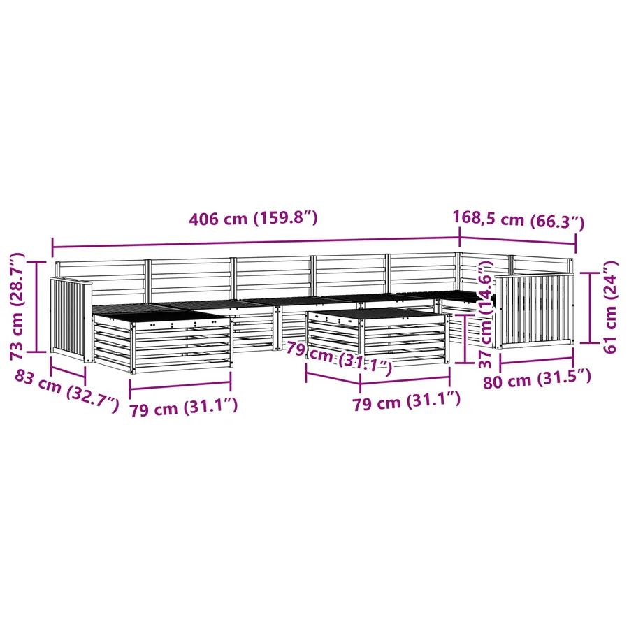 Ensemble de canapés d'extérieur 8 pcs Naturel - 12