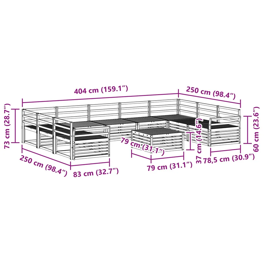 Ensemble de canapés d'extérieur 10 pcs Naturel - 8