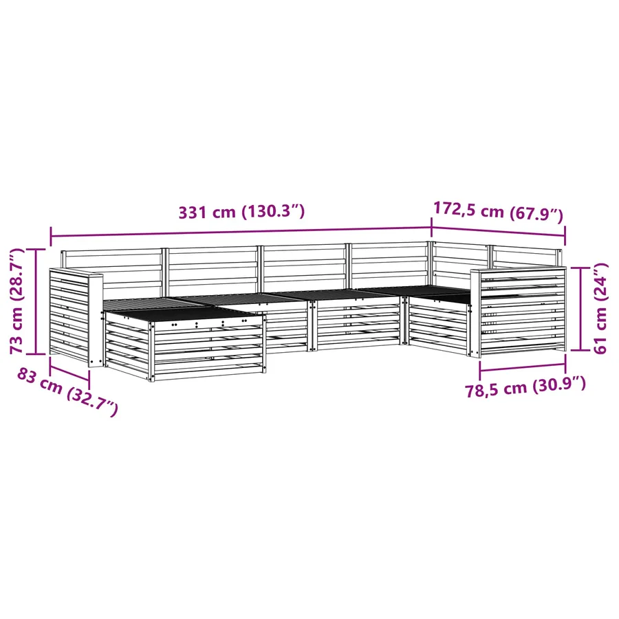 Ensemble de canapés d'extérieur 6 pcs Naturel - 9