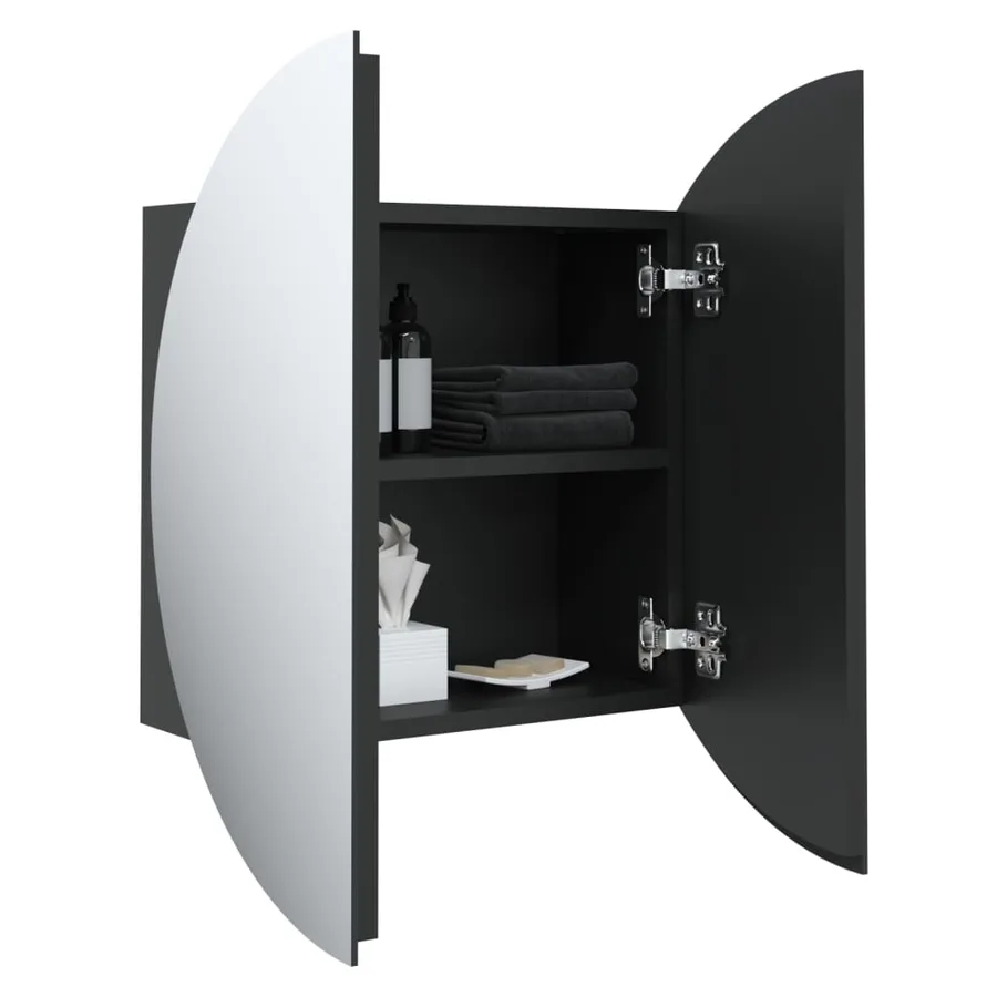 Armoire de salle de bain miroir rond et LED Noir 40x40x17,5 cm - 5