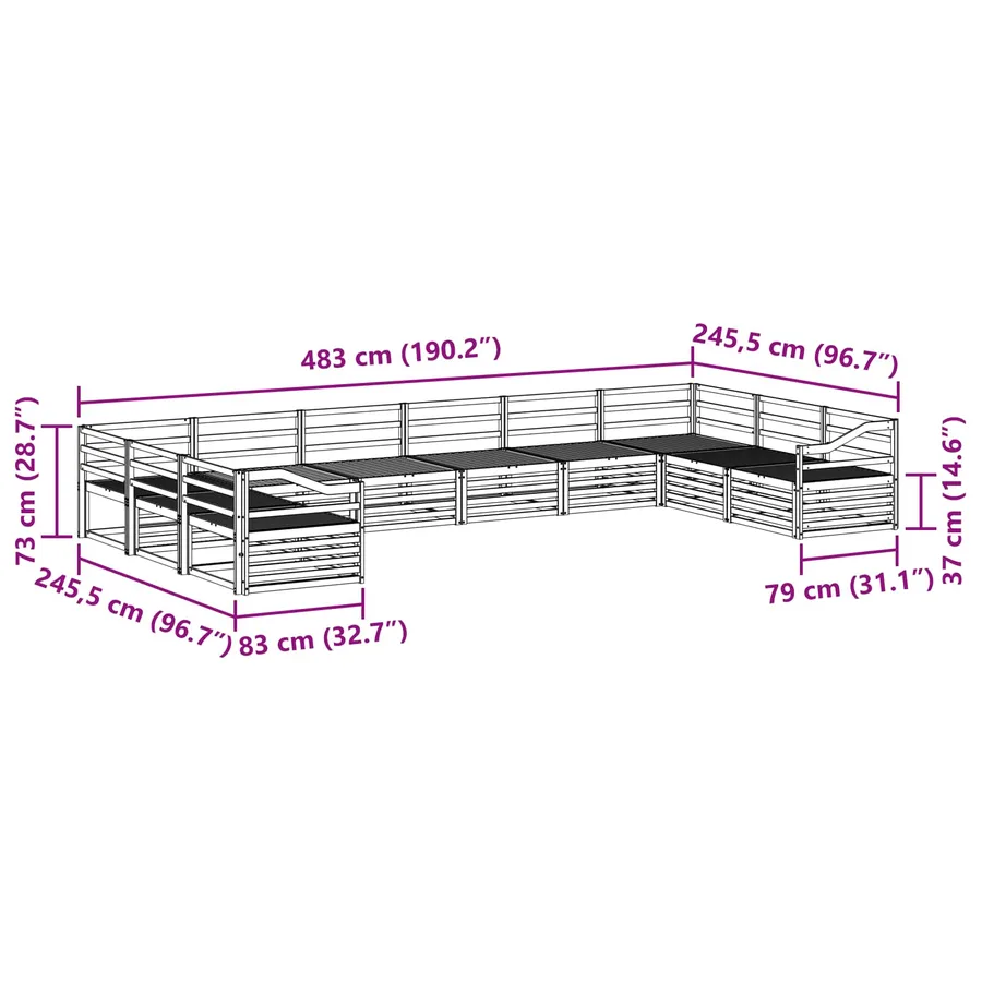 Ensembles de canapés 10 pc Naturel Bois d'Acacia Massif - 8