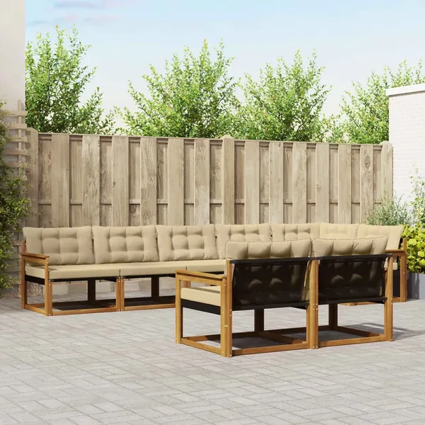 Ensemble de canapés d'extérieur 8 pcs Naturel et Beige