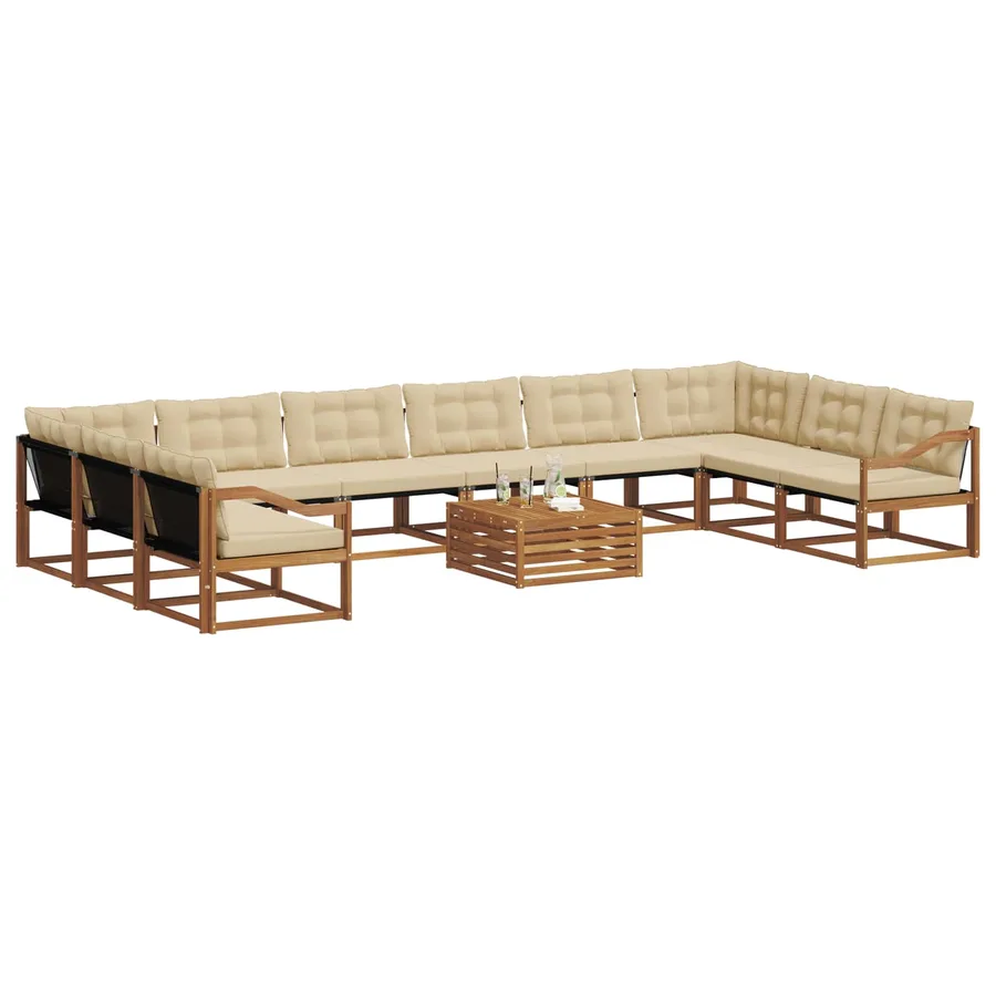 Ensemble de canapés d'extérieur 11 pcs Naturel et Beige - 3