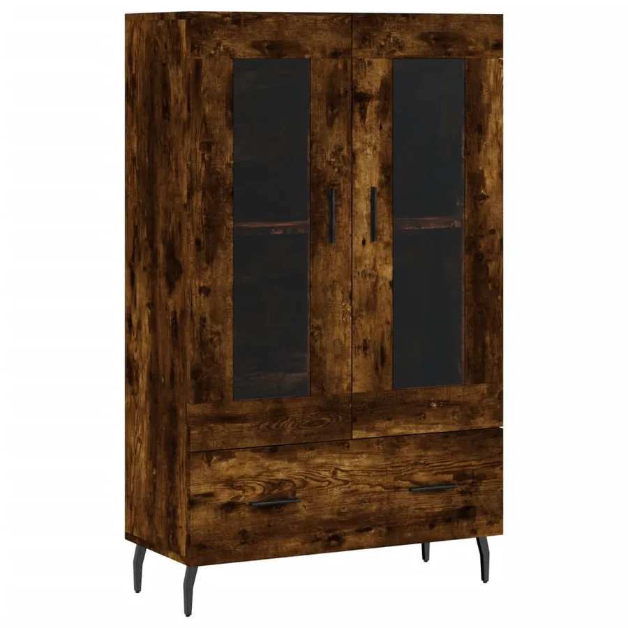 Buffet haut chêne fumé 69,5x31x115 cm bois d'ingénierie - 2