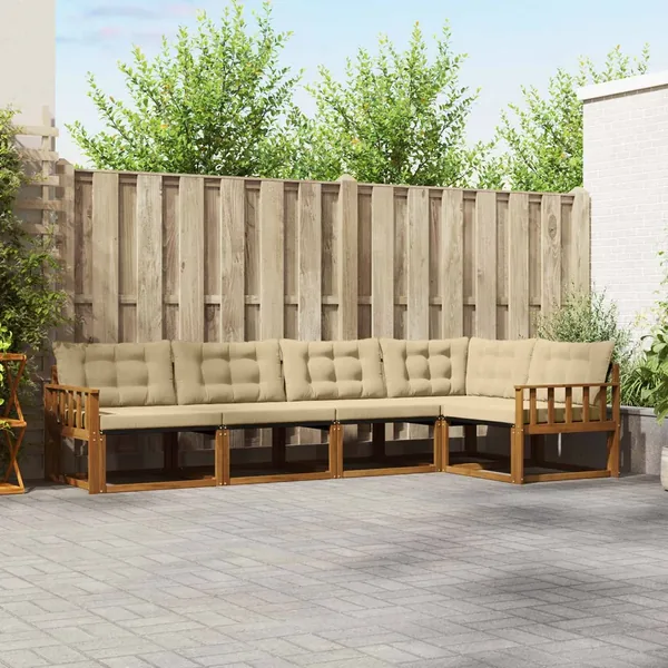 Ensemble de canapés d'extérieur 5 pcs Naturel et Beige