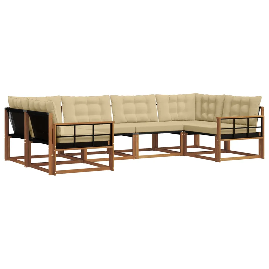 Ensemble de canapés d'extérieur 6 pcs Naturel et Beige - 2
