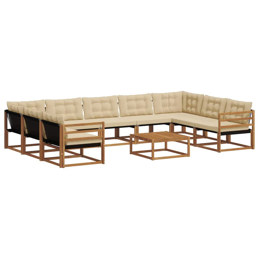 Ensemble de canapés d'extérieur 10 pcs Naturel et Beige - 2