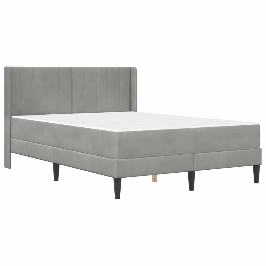 Cadre de lit avec matelas Gris clair 140 x 200 cm Velours - 3