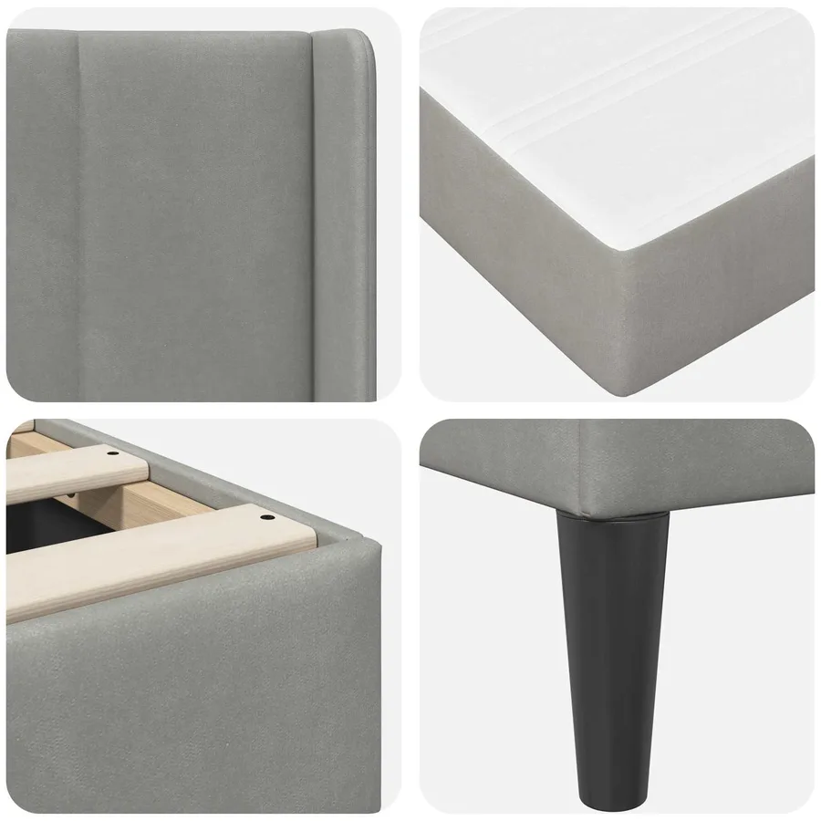 Cadre de lit avec matelas Gris clair 140 x 200 cm Velours - 9