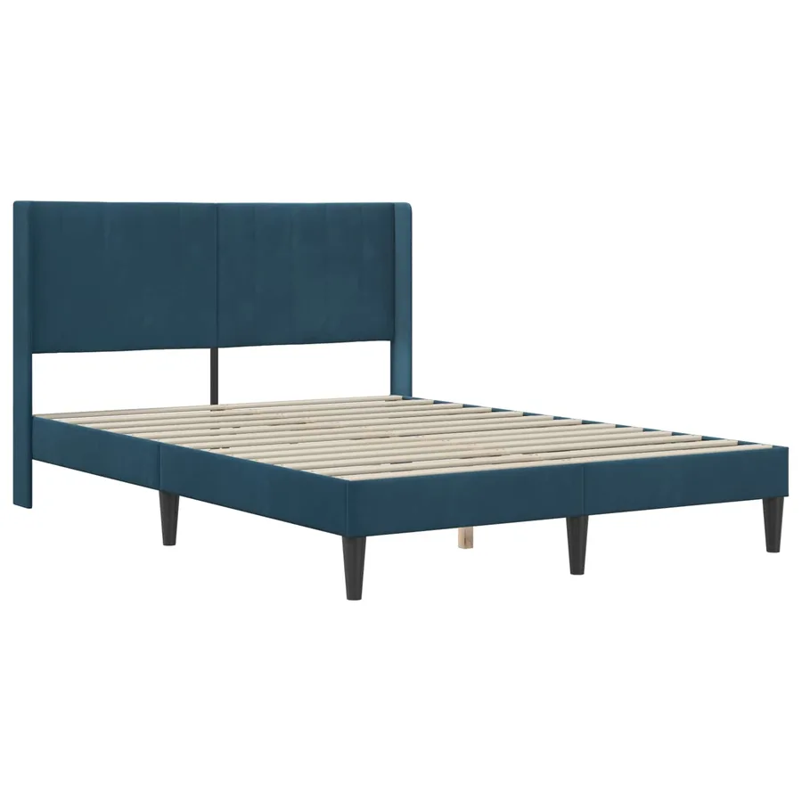 Cadre de lit avec matelas Bleu 160 x 200 cm Velours - 4