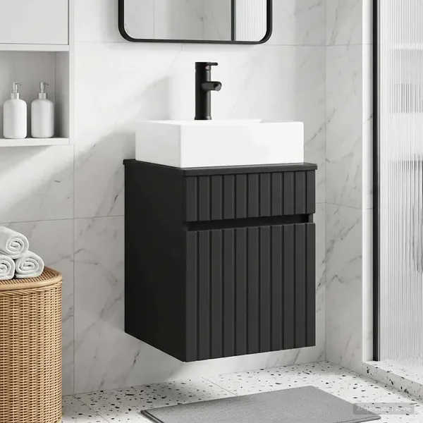 Meuble-sèche avec évier mural Noir 39 x 41 x 62,5 cm