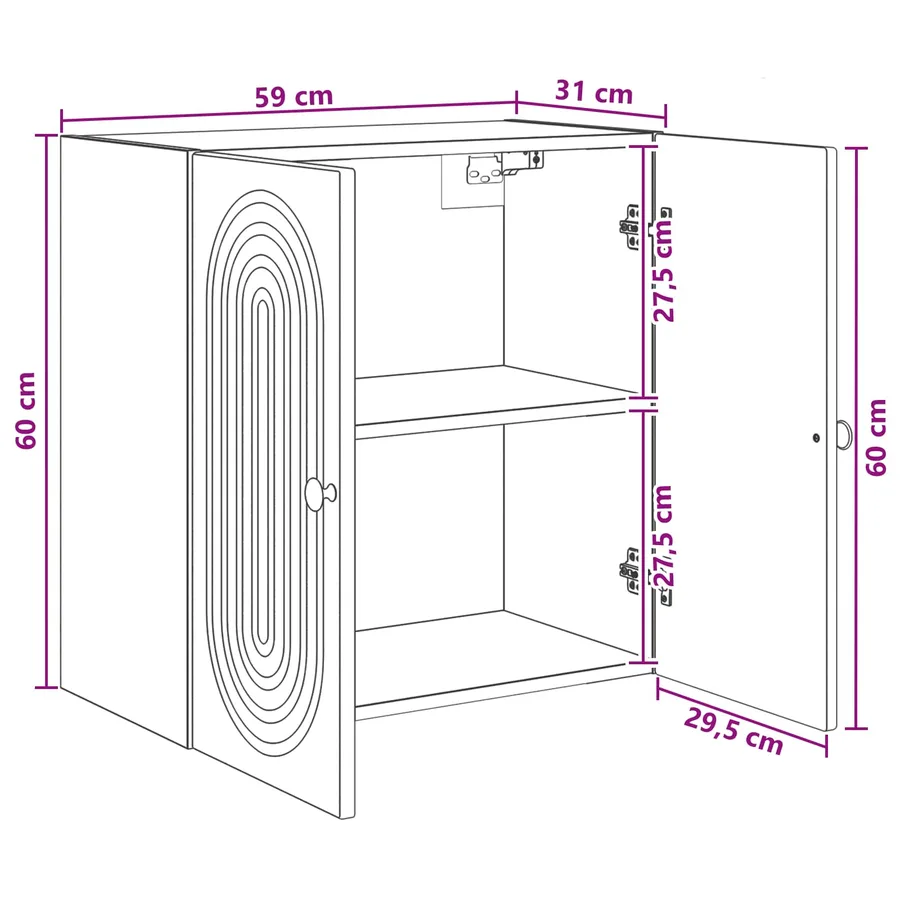 Armoire Murale Blanc 59 x 31 x 60 cm Bois d'ingénierie - 8