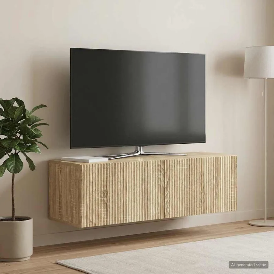 Meuble TV mural Chêne Sonoma 98 x 31 x 30 cm Bois d'ingénierie - 4