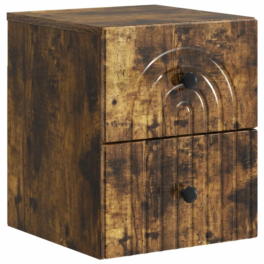 Cabinet de chevet mural 2 pcs Chêne fumé 33 x 34,5 x 40 cm - 5