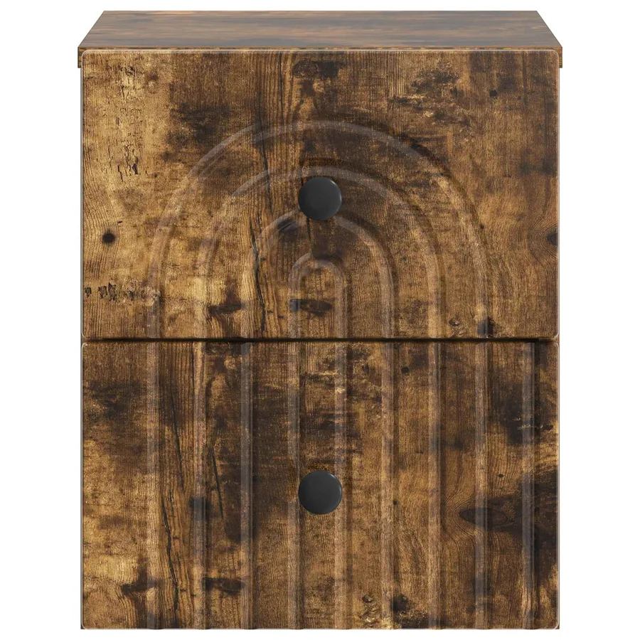 Cabinet de chevet mural 2 pcs Chêne fumé 33 x 34,5 x 40 cm - 7