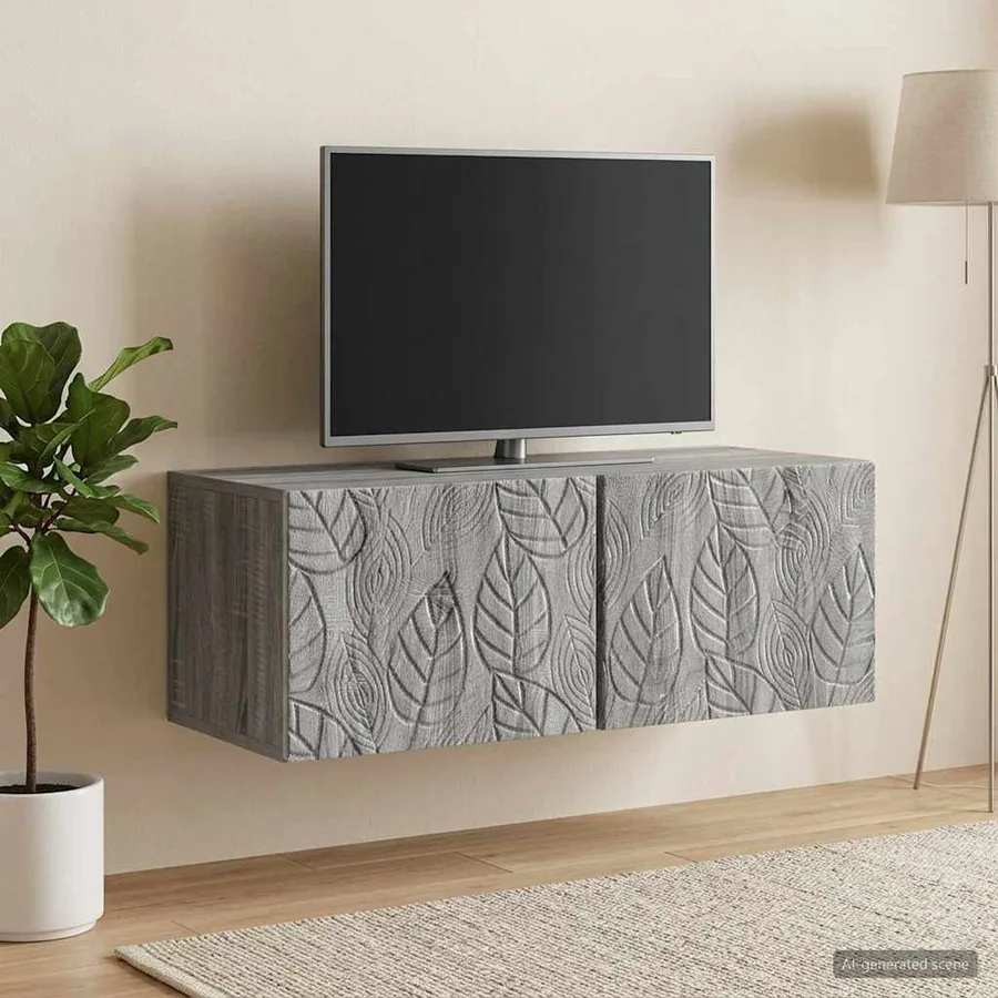 Meuble TV mural 98 x 41 x 30 cm Sonoma gris Bois d'ingénierie - 3