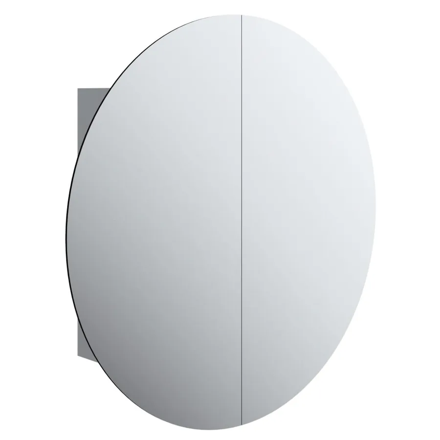 Armoire de salle de bain miroir rond et LED Gris 54x54x17,5 cm - 2
