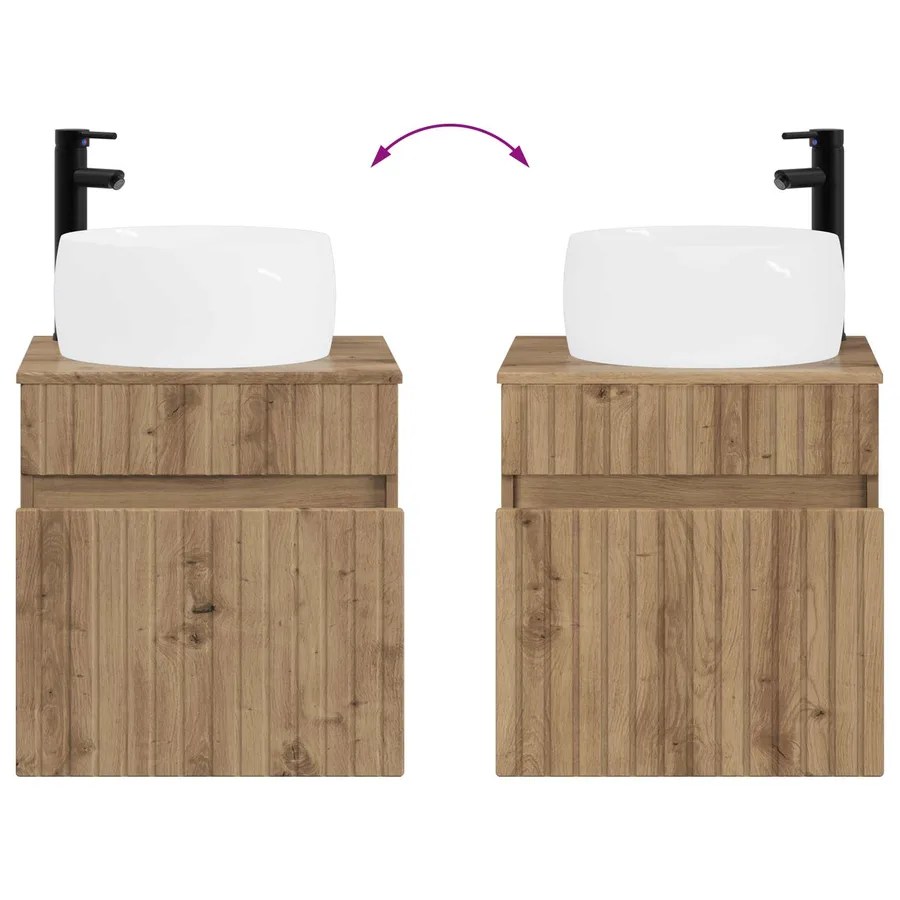 Meuble de lavabo mural Chêne artisanal 49 x 44,5 x 66 cm - 7