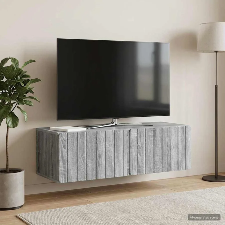 Meuble TV mural 98 x 41 x 30 cm Sonoma gris Bois d'ingénierie - 4