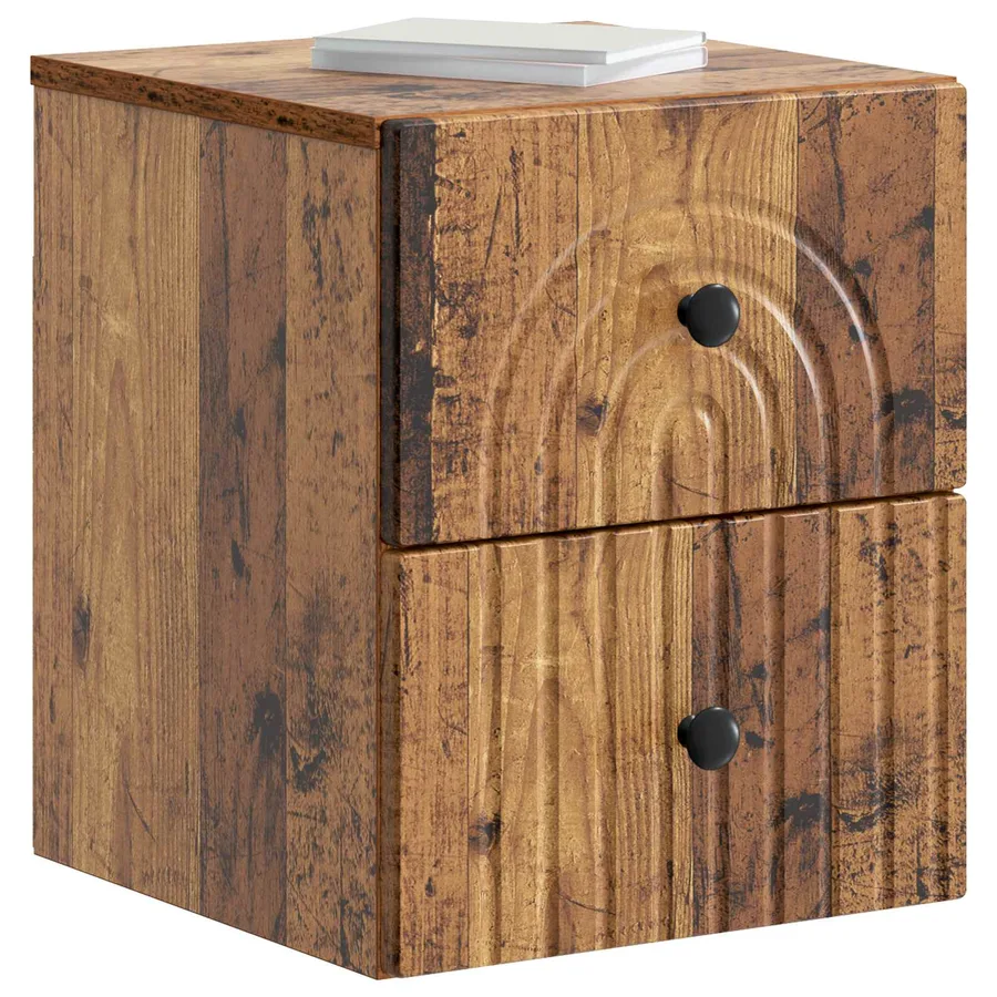 Cabinet de chevet mural Bois ancien 33 x 34,5 x 40 cm - 3