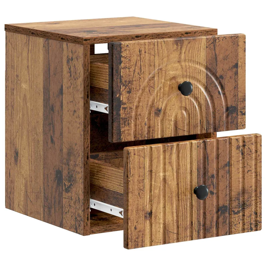 Cabinet de chevet mural Bois ancien 33 x 34,5 x 40 cm - 4