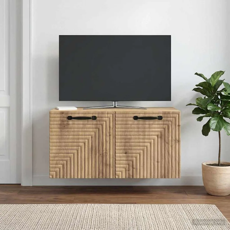 Meuble TV mural 59,5 x 31 x 30 cm Chêne artisanal