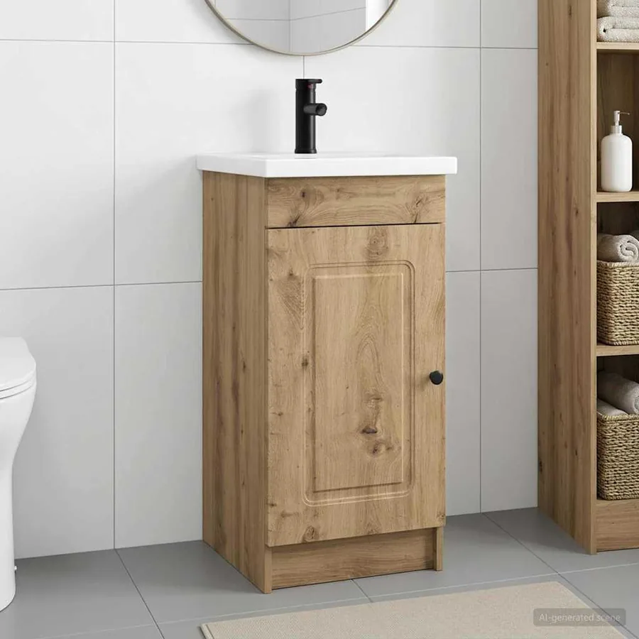 Meuble de salle de bain avec évier Chêne artisanal