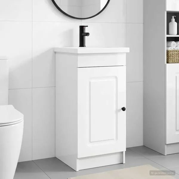 Meuble de salle de bain avec évier Blanc brillant