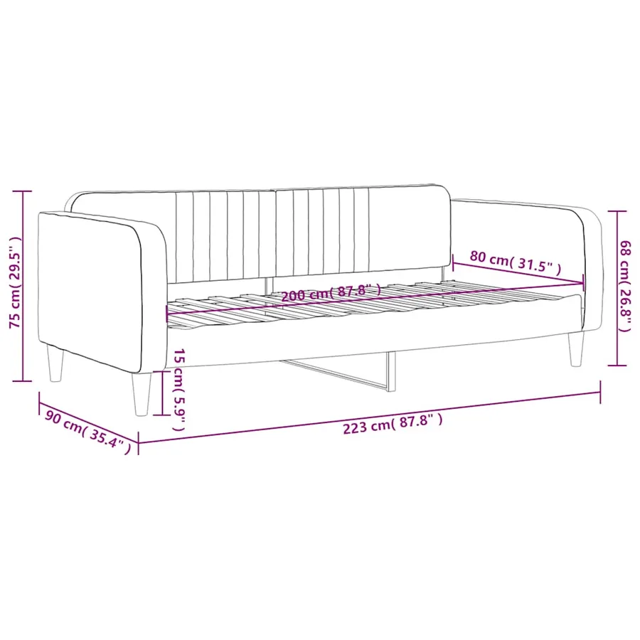 Lit de repos sans matelas vert foncé 80x200 cm velours - 8