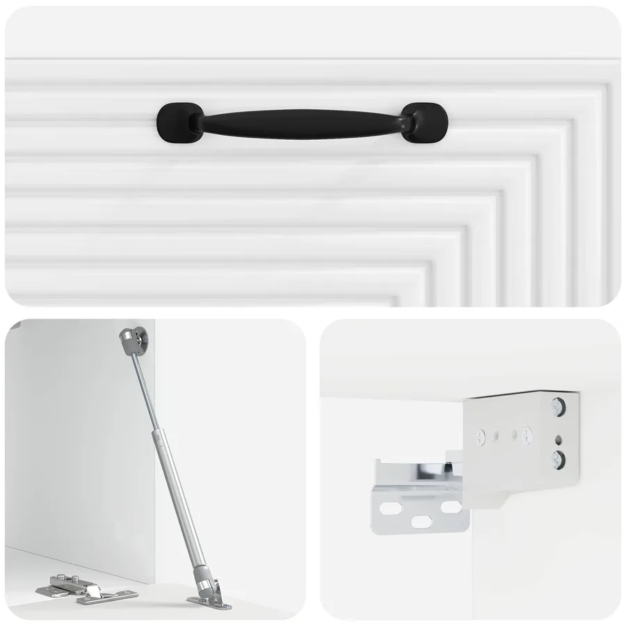 Meuble TV mural Montage mural Blanc brillant 59,5 x 31 x 30 cm - 9