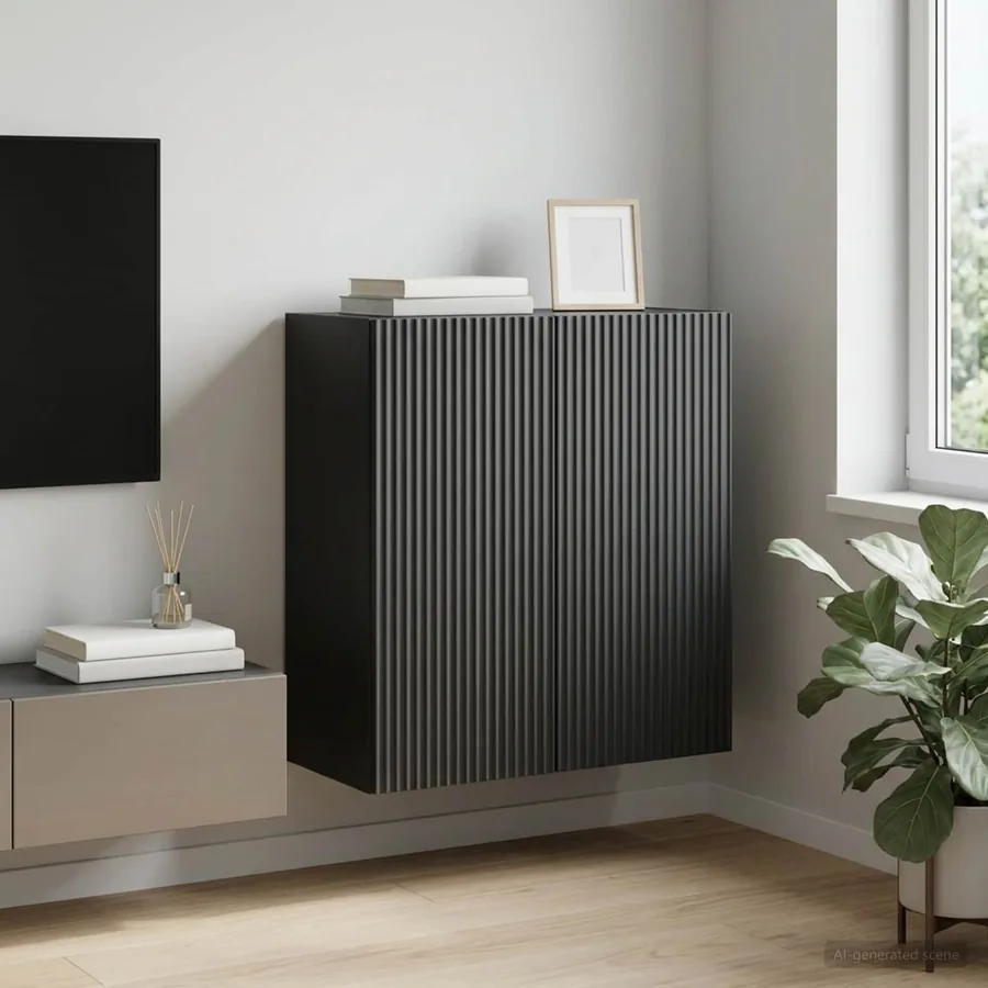Armoire Murale Noir 59 x 31 x 60 cm Bois d'ingénierie