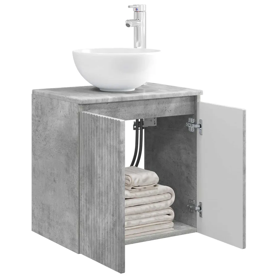 Vanité de lavabo mural Gris béton 49,5 x 35 x 63 cm - 3