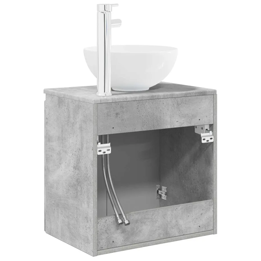 Vanité de lavabo mural Gris béton 49,5 x 35 x 63 cm - 5