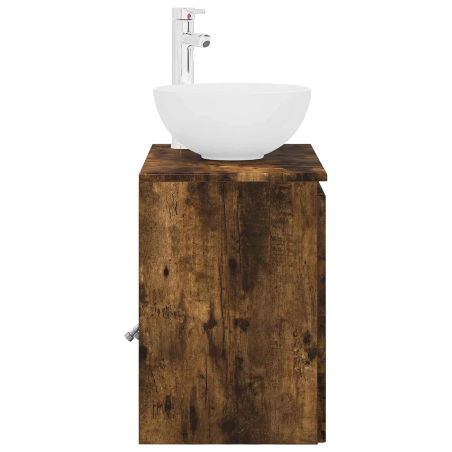 Vanité de lavabo mural Chêne fumé 49,5 x 35 x 63 cm - 4
