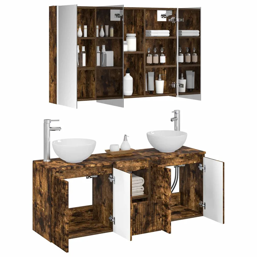 Ensemble d'armoire de salle de bain 4 pcs Chêne fumé - 3