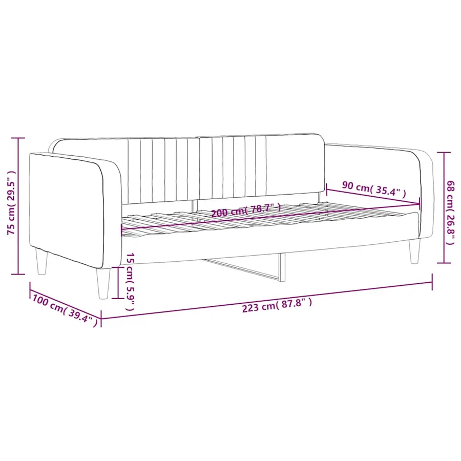 Lit de repos sans matelas vert foncé 90x200 cm velours - 8