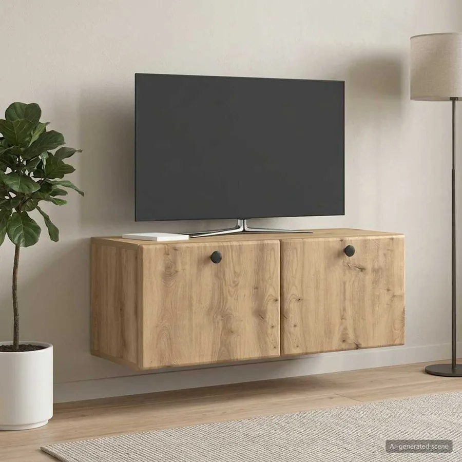 Meuble TV mural 78,5 x 31 x 30 cm Chêne artisanal - 4