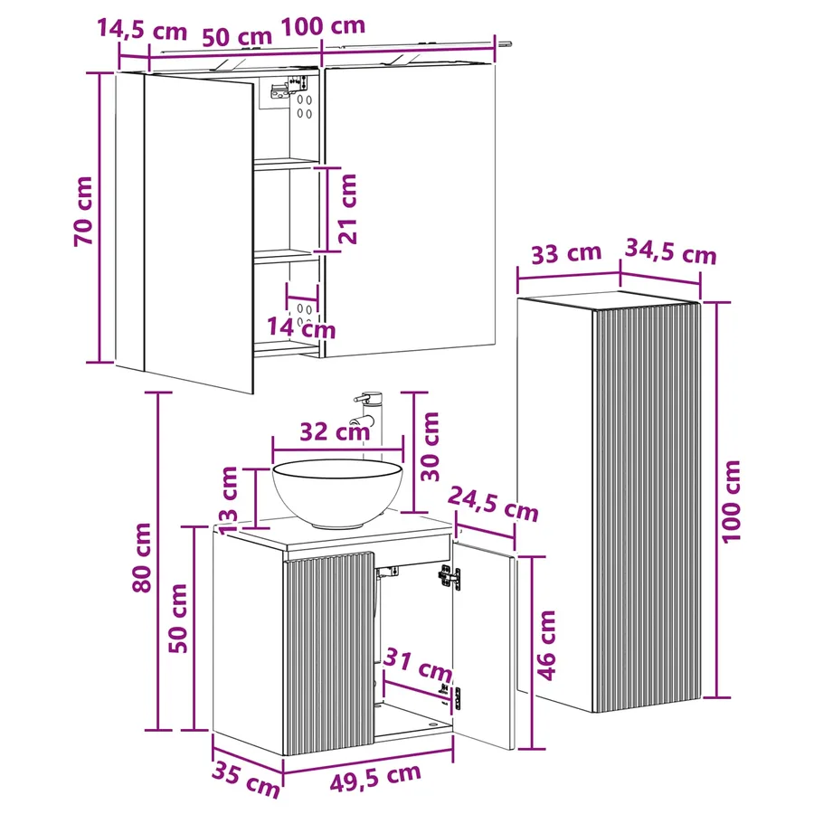 Ensemble de mobilier de salle de bain 4 pcs Bois ancien - 12