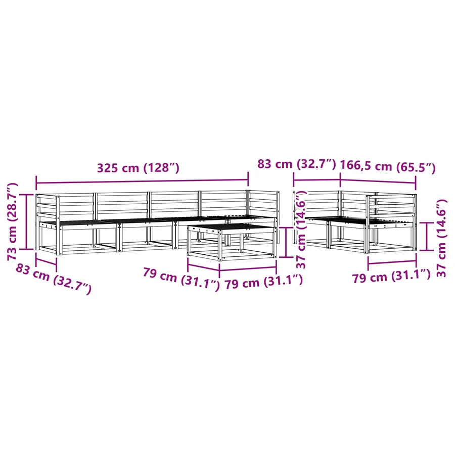 Ensemble de canapés d'extérieur 7 pcs Naturel - 10