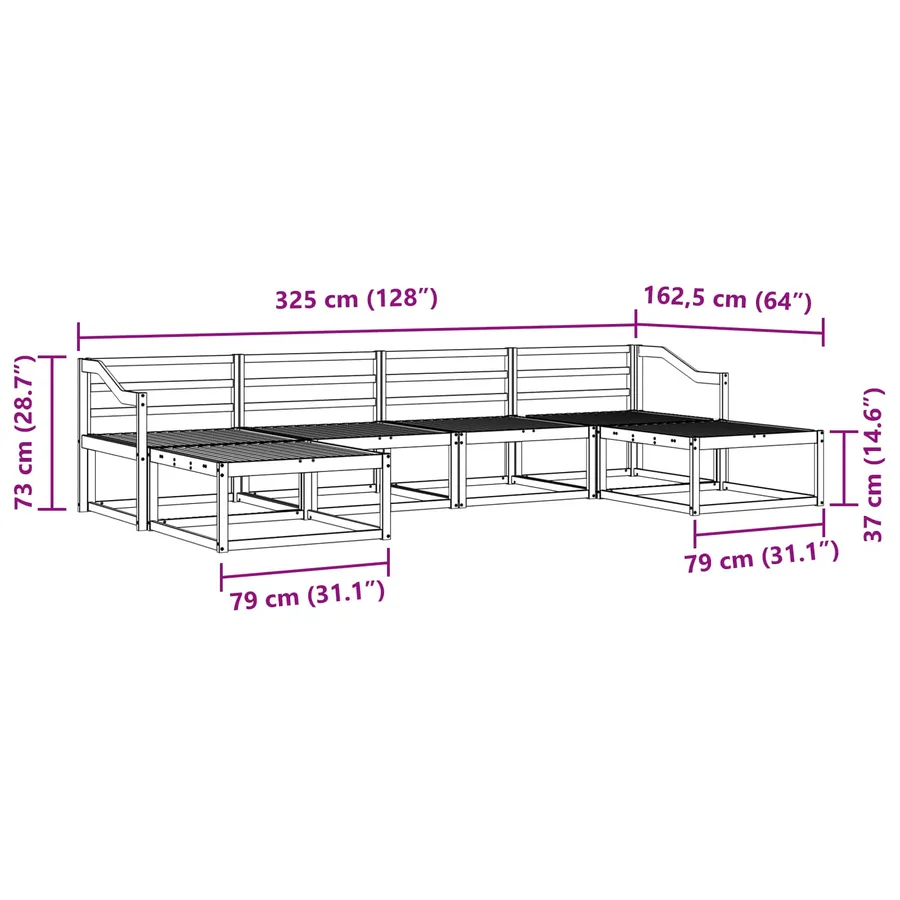 Ensemble de canapés d'extérieur 6 pcs Naturel - 8