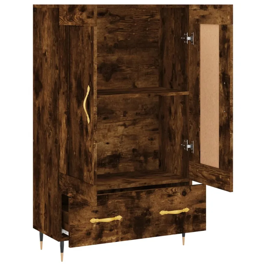 Buffet haut chêne fumé 69,5x31x115 cm bois d'ingénierie - 6